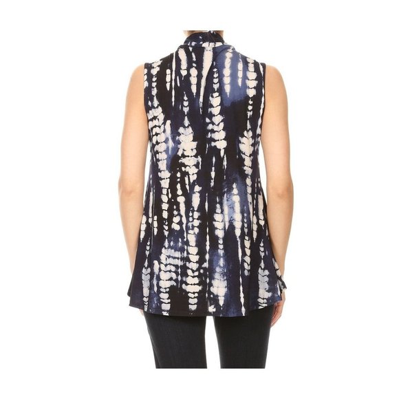 Ariella Grommet Detail Tie Dye Scarf Top,  Blue - Picture 4 of 4